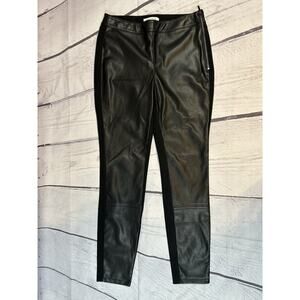 White House Black Market Faux Leather Front Leggings Size 6